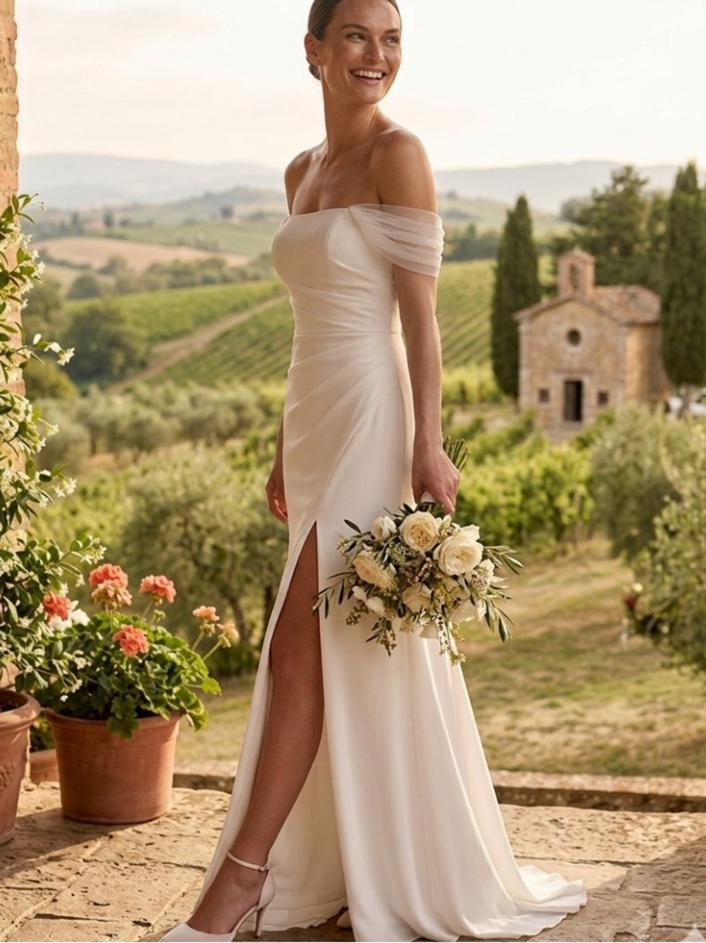 New Lulus Elegant Off-Shoulder White/ Ivory Bridal Wedding Dress Sz XS